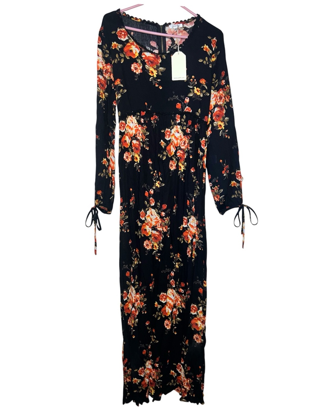 Jodifl Los Angeles Black and Orange Maxi Dress Size Medium NWT